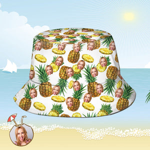 Kundenspezifischer Bucket Hat Personalisierter Rundumdruck Tropischer Blumendruck Hawaiischer Fischerhut - Ananas
