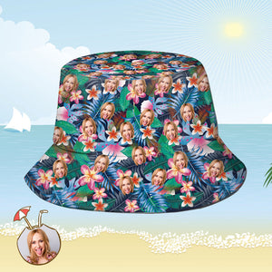 Kundenspezifischer Fischerhut Personalisiertes Gesicht Allover-Druck Tropischer Blumendruck Hawaiischer Fischerhut - Modeblumen
