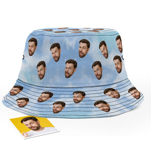 Benutzerdefinierte Gesicht Tie-Dye Eimer Hut Unisex Foto Personalisieren Sommer Cap Wandern Strand Blau Sport Hüte Geschenk für Liebhaber