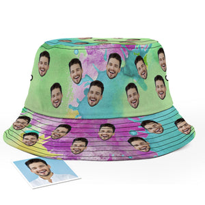 Benutzerdefinierte Gesicht Tie-Dye Eimer Hut Unisex Foto Personalisieren Sommer Cap Wandern Strand Multicolor Sport Hüte Geschenk für Liebhaber