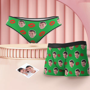 Passende Unterwäsche Für Paare Mit Individuellem Gesicht, Roter Lippenstift, Personalisiertes Buntes Lustiges Unterwäsche-geschenk Für Verliebte - DePhotoBoxer
