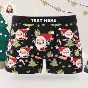 Benutzerdefinierte Herren-boxershorts Mit Foto, Personalisierte Weihnachtsgesichtsunterwäsche, Weihnachtsgeschenk Für Freund - DePhotoBoxer