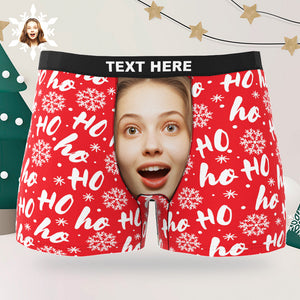 Benutzerdefinierte Herren-boxershorts Mit Foto, Personalisierte Weihnachts-unterwäsche Mit Großem Gesicht, Rote Unterwäsche, Weihnachtsgeschenk Für Ihn - DePhotoBoxer