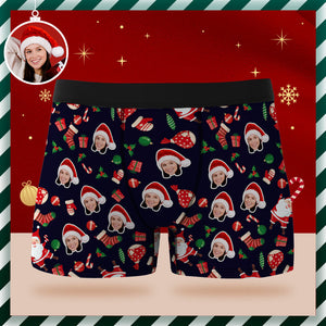Benutzerdefinierte Gesichts-boxershorts, Personalisierte Unterwäsche, Frohes Weihnachtsmann-weihnachtsgeschenk Für Ihn - DePhotoBoxer