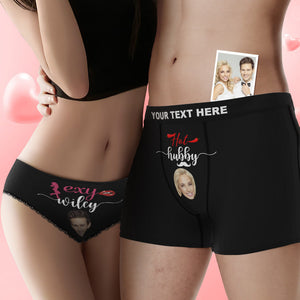 Benutzerdefinierte Gesicht Hubby Und Wifey Paar Unterwäsche Personalisierte Unterwäsche Valentinstagsgeschenk - DePhotoBoxer