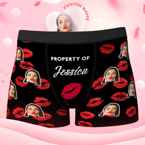 3D Previrew Custom Face Boxer Shorts Personalized Photo Boxer Shorts Valentine's Day Gifts for Him - Property of Your Lover