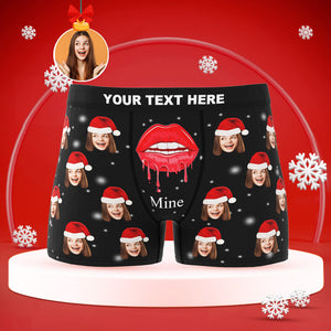 Benutzerdefinierte Gesicht Boxer Slips Männer Shorts mit Freundin Foto Weihnachtsgeschenke mit Lippen