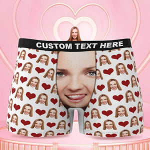 3D Previrew Custom Face Boxer Shorts Personalized Photo Boxer with Love Heart