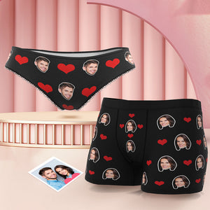 Passende Unterwäsche Für Paare Mit Individuellem Gesicht, Süßes Liebesherz, Personalisiertes Lustiges Unterwäsche-geschenk Für Verliebte - DePhotoBoxer