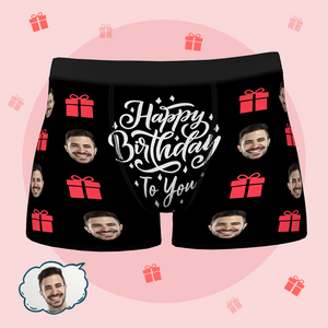 Benutzerdefinierte Herren-Boxershorts Alles Gute zum Geburtstag Personalisierte Gesichtsunterwäsche für Männer Tolles Geburtstagsgeschenk