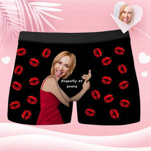 3D Previrew Custom Love Hug Property Of Name Boxers Personalized Face Boxers Briefs Gift for Husband