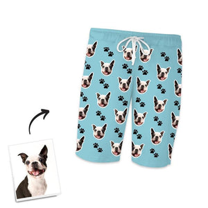 Benutzerdefinierte Gesicht Hund Fußabdrücke kurze Pyjamahosen lustiges Geschenk