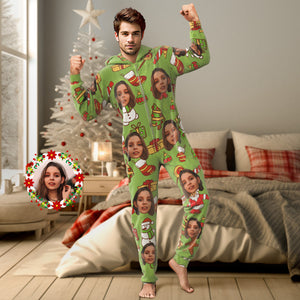 Onesies Grüner Weihnachtspyjama Einteiliger Schlafanzug Familienpyjama Weihnachtsgeschenk - DePhotoBoxer