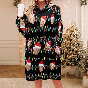 Benutzerdefinierte Gesicht Erwachsene Unisex Decke Pyjamas Personalisierte Foto Weihnachten Familie Weihnachten Leds Pyjamas Frohe Weihnachten - DePhotoBoxer