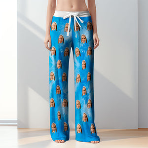 Maßgeschneiderte Damen-pyjamahose Mit Batikmuster, Hellblaue Pyjamahose - DePhotoBoxer