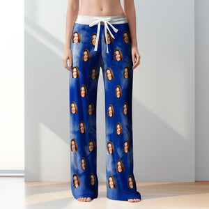 Maßgeschneiderte Batik-pyjamas Für Damen, Blaue Batik-pyjama-hosen - DePhotoBoxer
