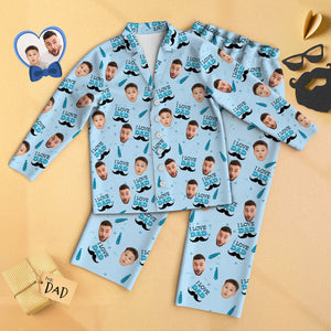 Custom Face Long Sleeve Pajamas Sleepwear Set - I Love Dad