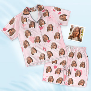 Benutzerdefinierte Gesicht Kurzarm Pyjamas Personalisierte Frauen Nachtwäsche Liebesgeschenke für sie