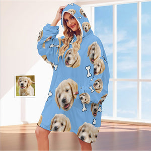 Benutzerdefinierte Gesicht Erwachsene Decke Hoodie Personalisierte Decke Pyjama Geschenk für Frauen Haustier Hund