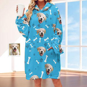 Benutzerdefinierte Gesicht Erwachsene Unisex Decke Hoodie Personalisierte Decke Pyjama Geschenk Haustier Hund