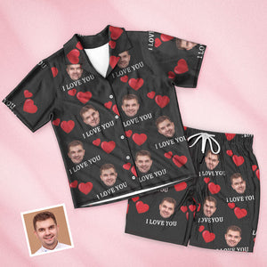 Benutzerdefinierte Gesicht Kurze Ärmel Pyjamas Personalisierte Foto Herz Nachtwäsche Frauen Männer Sommer Pyjamas Valentinstag Geschenk für Ich liebe Sie