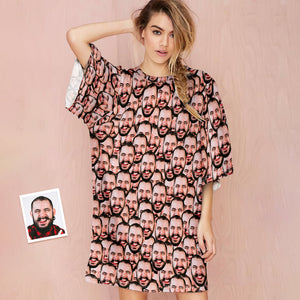 Benutzerdefinierte Foto Gesicht Nachthemd Personalisierte Frauen Übergroße Nachthemd Face Mash Geschenke Für Sie - DePhotoBoxer