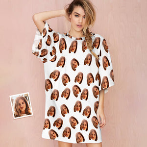 Kundenspezifisches Foto-gesichts-nachthemd Personalisierte Übergroße Bunte Nachthemd-geschenke Für Frauen - DePhotoBoxer