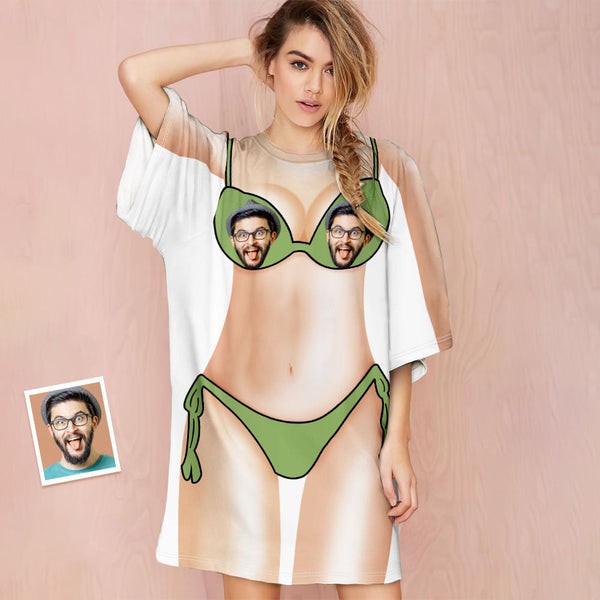 Benutzerdefinierte Gesicht Slim Bikini Body Print Nachthemd Kreative Personalisierte Geschenke - DePhotoBoxer
