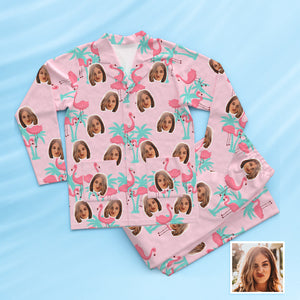 Personalisierter Gesichts-pyjama, Schlafanzug, Personalisiertes Foto, Rosa Pyjama, Flamingo, Geschenk Für Freunde - DePhotoBoxer