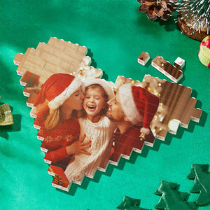 Weihnachtsgeschenke Custom Building Brick Personalisierte Foto Block Herz geformt