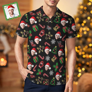 Herren Poloshirt Mit Individuellem Gesicht, Weihnachten, Neon, Personalisierbar, Kurzärmelig, Golf-shirts, Geschenk - DePhotoBoxer
