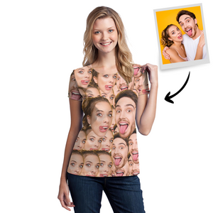 Benutzerdefinierte Paar Gesicht Mash-Foto-T-Shirt