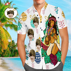 Benutzerdefiniertes Gesicht Shirt Personalisierte Foto Herren Hawaiihemd Valentinstag Geschenk - Hawaiianisches Mädchen