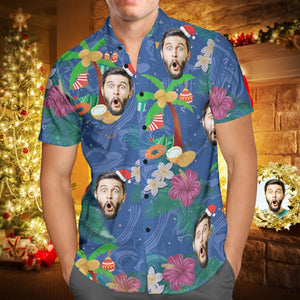 Benutzerdefinierte Gesicht personalisierte Weihnachten Hawaiihemd Kokosnussbaum