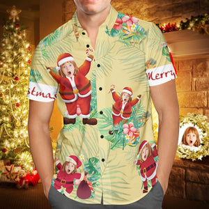 Benutzerdefinierte Gesicht personalisierte Weihnachten Hawaiihemd Frohe Weihnachten Weihnachtsmann Weihnachtsgeschenke