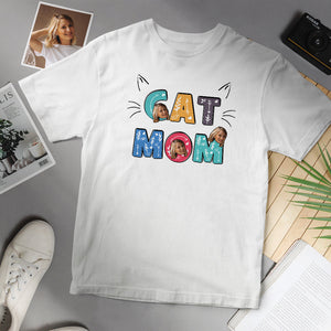 Kundenspezifisches Gesichts-T-Shirt Personalisiertes Katzen-Mamma-T-Shirt