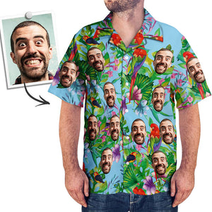 Benutzerdefinierte Tropische Hemden Mit Gesicht Benutzerdefiniertes Gesicht Hawaiihemd Papagei - DePhotoBoxer
