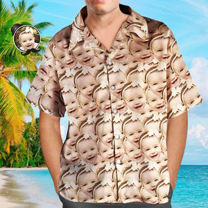 Herren Custom Face Shirt Hawaiihemd Kurzarm Brei
