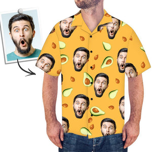 Herren Custom Face Shirt Hawaiihemd Kurzarm Avocado