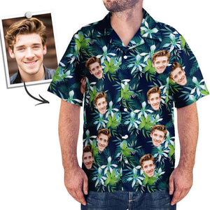 Benutzerdefiniertes Hawaii-hemd Mit Gesicht, Individuelles Hundegesicht, Tropische Hemden, Blätter - DePhotoBoxer