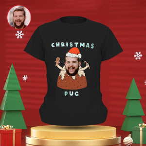 Benutzerdefiniertes Gesicht T-Shirt Personalisierte Foto Lustige T-Shirt Weihnachtsgeschenk für Frauen und Männer Mops