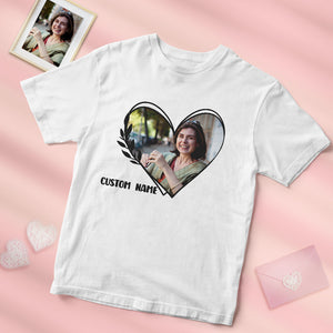 Benutzerdefiniertes Foto Und Name Herz Shirt Personalisiertes Bild T-shirt Geschenk Für Mama - DePhotoBoxer