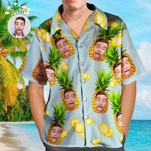Hawaiihemd Mit Hund Darauf Ananas-hawaiihemd Mit Gesicht, Individuelle Tropische Hemden - DePhotoBoxer