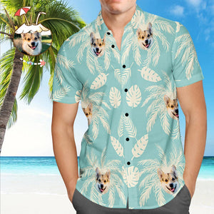 Benutzerdefiniertes Hawaii-hemd Mit Hundegesicht. Benutzerdefinierte Tropische Hemden. Schlichte Hemden Mit Haustiergesicht - DePhotoBoxer