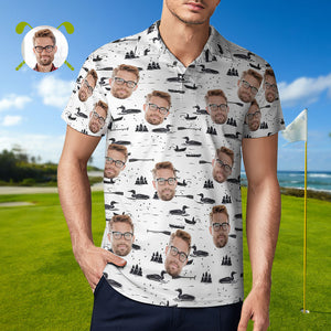 Herren-shirt Mit Individuellem Gesicht, Personalisierte Golf-shirts, Rosa Tuschemalerei - DePhotoBoxer