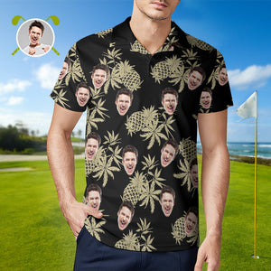 Herren-shirt Mit Individuellem Gesicht, Personalisierte Golf-shirts Für Ihn, Vintage-ananas - DePhotoBoxer
