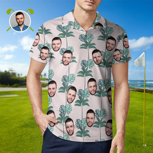 Herren-shirt Mit Individuellem Gesicht, Personalisierte Golf-shirts Für Ihn, Kokospalme - DePhotoBoxer