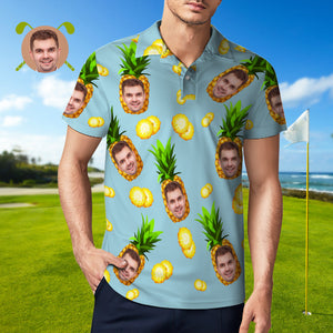 Herren-polo-shirt Mit Individuellem Gesicht, Personalisierte Golf-shirts Für Ihn, Große Ananas - DePhotoBoxer