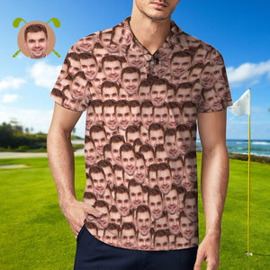 Herren-polo-shirt Mit Individuellem Gesicht, Personalisierte Golf-shirts Für Ihn, Face Mash - DePhotoBoxer
