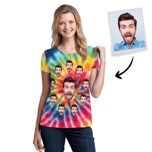 Individuelles personalisiertes Foto-T-Shirt der Frauen im Tie-Dye-Stil